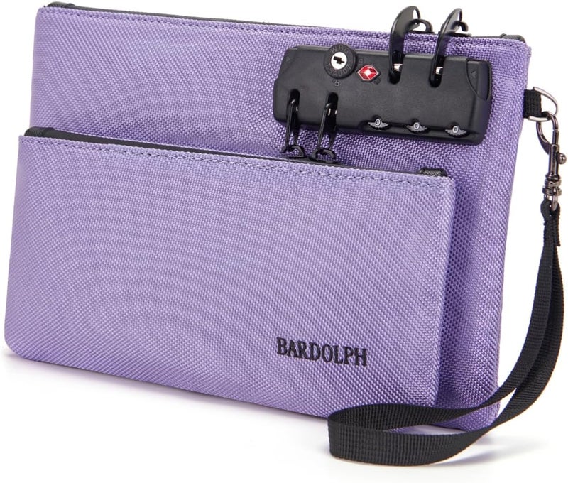 BARDOLPH Money Bag with Lock, Double layer Men & Women's Locking Accessories Pouch, BankBag,CashBag with Lock and Zipper NotaryBag with Lock (Purple) - Image 1